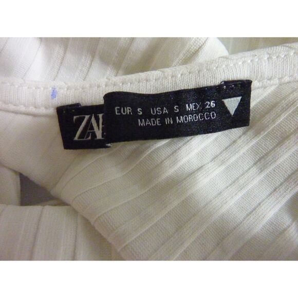 Zara White Crop Top Tying Waist Size S - Picture 4 of 4